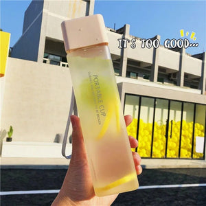Creative Square Water Bottle Portable Anti - fall Hand Cup Plastic Transparent Sports Travel Bottle Leakproof - Zambeel