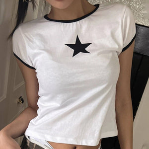 Crew - neck Top With Star Print - Zambeel
