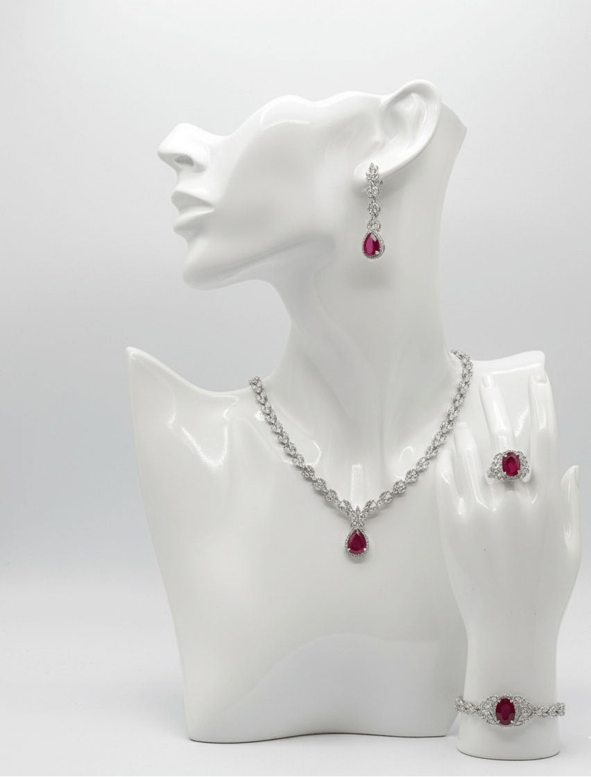 Crimson Teardrop Jewelry Set - Zambeel