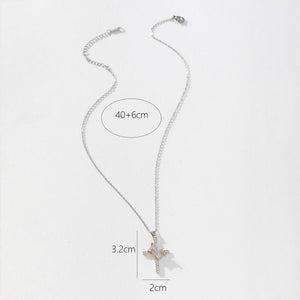 Crown Cross Clavicle Chain 18K Gold Zircon Pendant Necklace - Zambeel