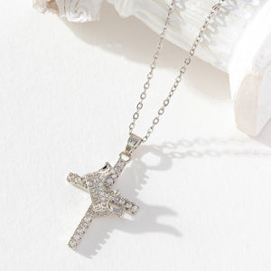 Crown Cross Clavicle Chain 18K Gold Zircon Pendant Necklace - Zambeel
