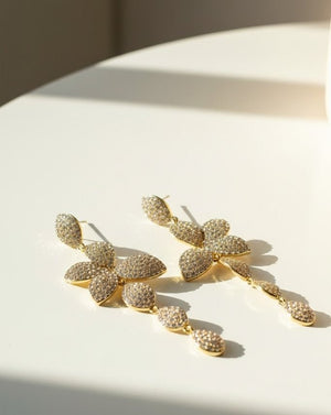 Crystal Bloom Drop Earrings - Zambeel