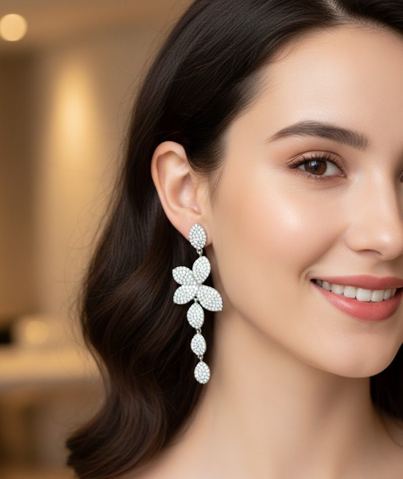 Crystal Bloom Drop Earrings - Zambeel