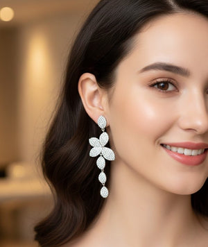 Crystal Bloom Drop Earrings - Zambeel