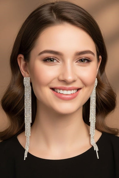 Crystal Cascade Fringe Earrings - Zambeel