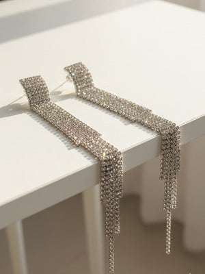 Crystal Cascade Fringe Earrings - Zambeel
