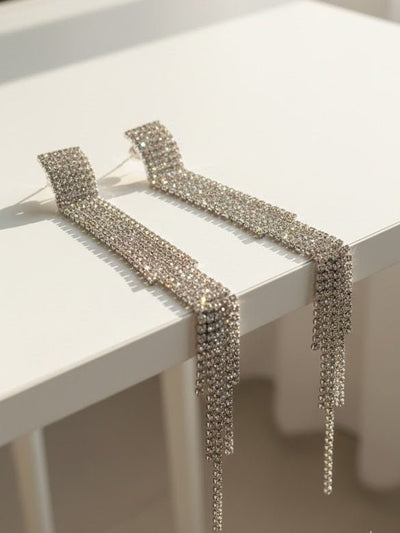 Crystal Cascade Fringe Earrings - Zambeel