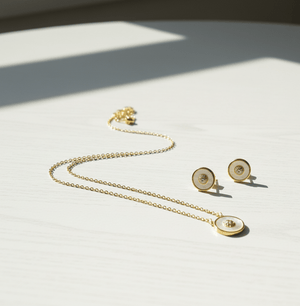 Crystal Donut Circle Pendant & Stud Set - Zambeel