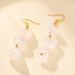 Crystal Earrings With Irregular Raw Stones, Crushed Stones, Tassels, And Long Earrings - Zambeel