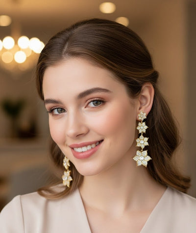 Crystal Rainfall Long Earrings - Zambeel