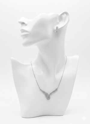 Curved Leaf Crystal Jewelry Set - Zambeel