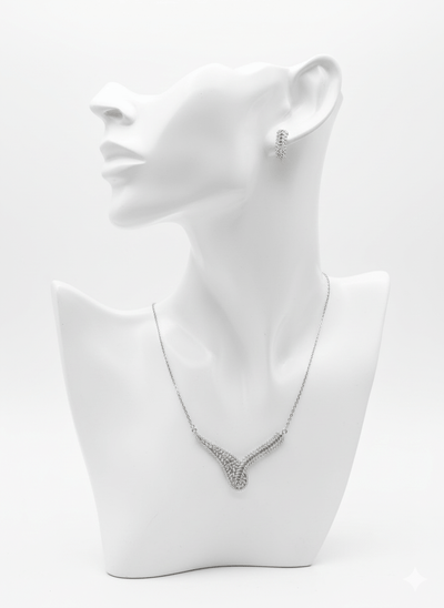 Curved Leaf Crystal Jewelry Set - Zambeel
