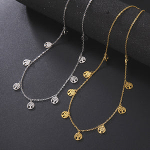 Curved Tree Fashion Simple Stainless Steel Necklace - Zambeel