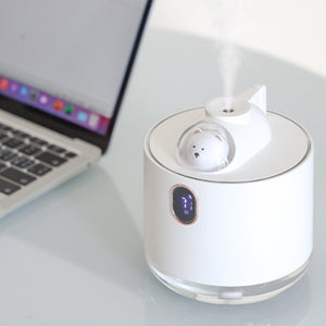 Cute Bear Wireless Air Humidifier USB Aromatherapy Diffuser With LED Lamp 500ML Portable Ultrasonic Mist Maker Water Car Fogger - Zambeel
