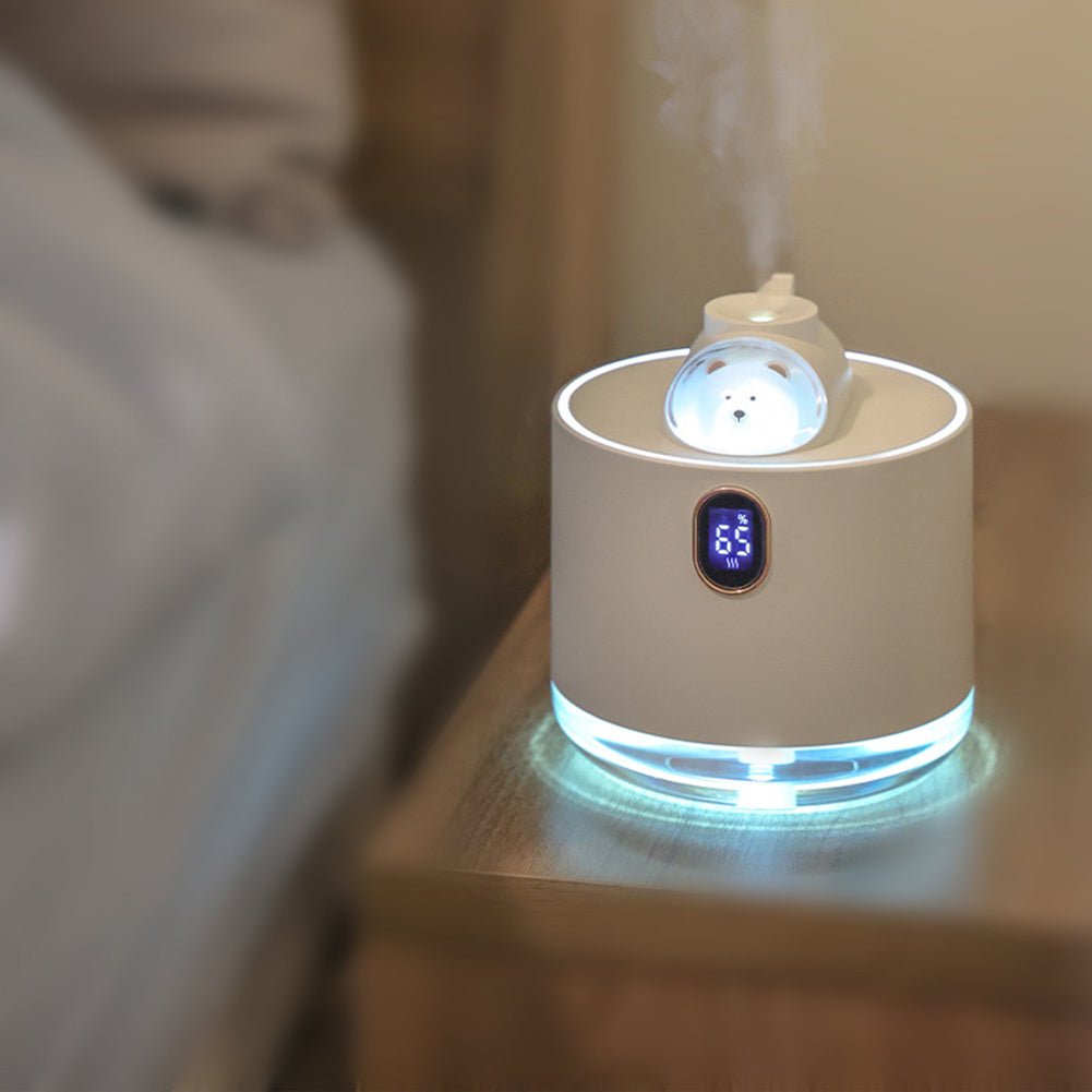 Cute Bear Wireless Air Humidifier USB Aromatherapy Diffuser With LED Lamp 500ML Portable Ultrasonic Mist Maker Water Car Fogger - Zambeel