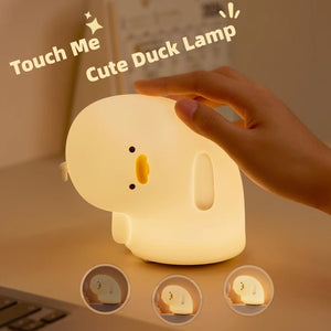 Cute Duck LED Night Light USB Rechargeable Nightlights Silicone Lamp Touch Soft Mood Light Child Kid Gift Bedroom Decor - Zambeel