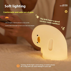 Cute Duck LED Night Light USB Rechargeable Nightlights Silicone Lamp Touch Soft Mood Light Child Kid Gift Bedroom Decor - Zambeel