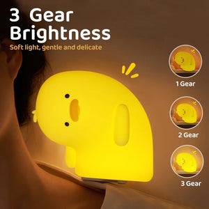 Cute Duck LED Night Light USB Rechargeable Nightlights Silicone Lamp Touch Soft Mood Light Child Kid Gift Bedroom Decor - Zambeel