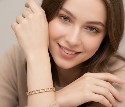 Cutwork Dot Design Bangle & Ring Set - Zambeel