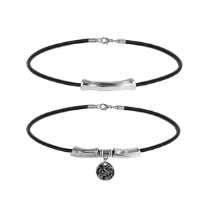 Cylindrical Leather Wax Line Necklace Suit Hip Hop Alloy - Zambeel