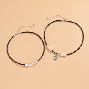 Cylindrical Leather Wax Line Necklace Suit Hip Hop Alloy - Zambeel