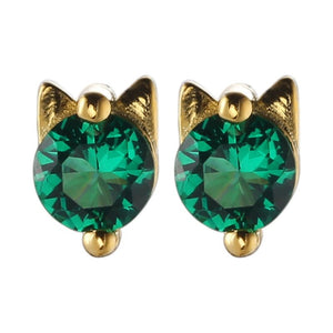 Dainty Sterling Silver Cat Stud Earrings For Women - Zambeel