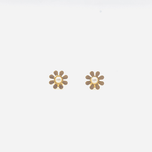 Daisy with Pearl Gold | Stainless Steel | 18K Gold Plated - Zambeel