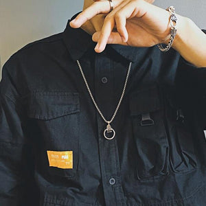 Dark Punk - style Skull Hand Claw Ring Pendant Necklace - Zambeel