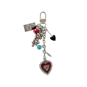 Dark Red Heart Beaded Personalized Fashion Keychain - Zambeel