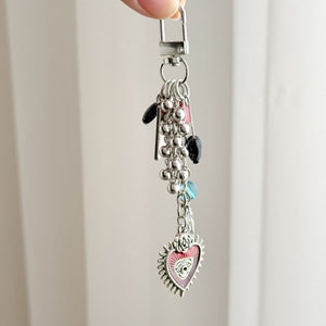 Dark Red Heart Beaded Personalized Fashion Keychain - Zambeel