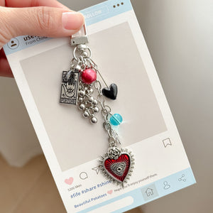 Dark Red Heart Beaded Personalized Fashion Keychain - Zambeel