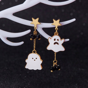 Dark Style Halloween Spider Web Earrings Bat Ghost Asymmetric Halloween - Zambeel