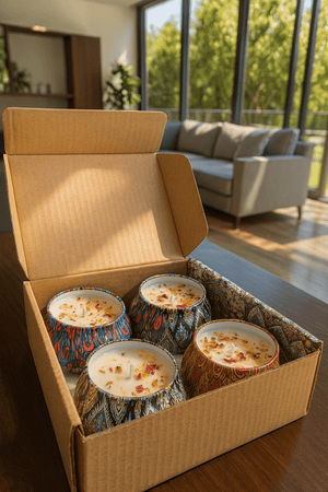 Decorative Floral Scented Tin Candles - Zambeel
