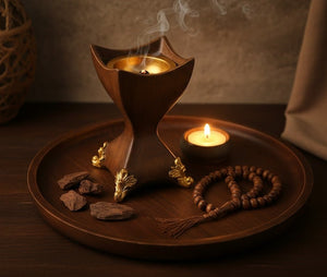 Decorative Incense Burner with Gold Accents - Zambeel