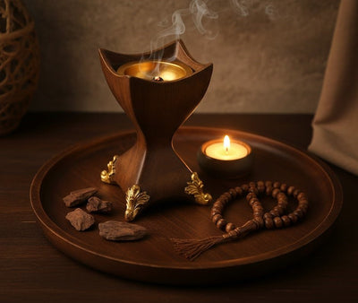 Decorative Incense Burner with Gold Accents - Zambeel