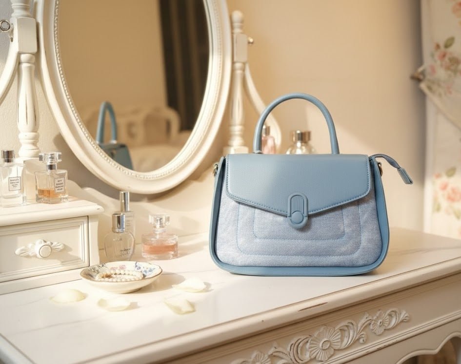 Denim Leather Satchel Bag - Zambeel