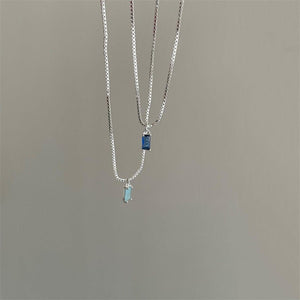 Design Advanced Sense Beautiful Square Blue Clavicle Chain - Zambeel