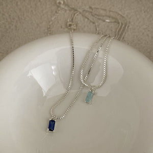 Design Advanced Sense Beautiful Square Blue Clavicle Chain - Zambeel