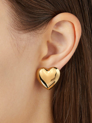 Designer Model Exaggerated Large Love Heart Stud Earrings Stainless Steel Electroplating 18K - Zambeel
