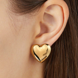 Designer Model Exaggerated Large Love Heart Stud Earrings Stainless Steel Electroplating 18K - Zambeel