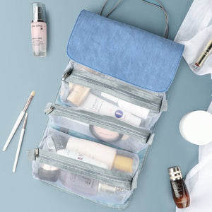 Detachable Make - Up Bag Foldable Box Large Capacity 4 - Room Travel Portable Inner Zipper Cosmetic Pack with Handle - Zambeel