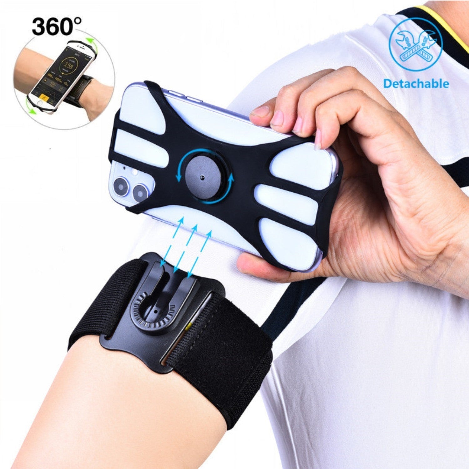 Detachable Swivel Arm Wrist Strap Sports Phone Case - Zambeel