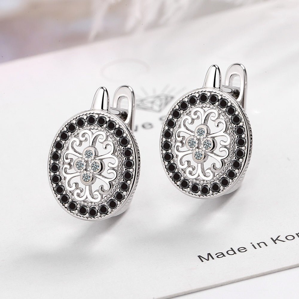 Diamond - encrusted Round Ear Clip Small Ear Rings - Zambeel