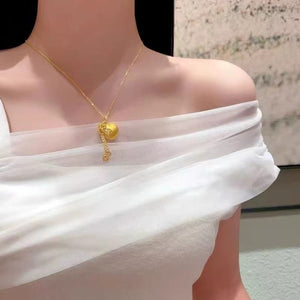 Diamond - studded Bowknot Lucky Bag Tassel Coin Necklace - Zambeel