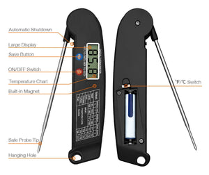 Digital Cooking Meat Thermometer Instant Read Food Steak Oven Smoker BBQ Grill Meat Thermometer Barbecue Accessories For Oven Grill BBQ Smoker Rotisserie Kitchen - Zambeel