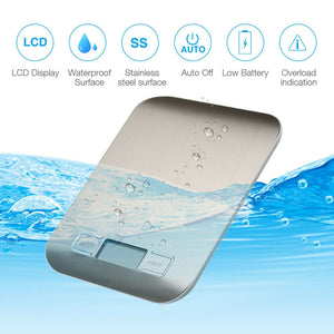Digital Electronic Kitchen Food Diet Postal Scale Weight Balance 5KG 1g 11lb Kitchen Scales Stainless Steel Weighing For Food Diet Postal Balance Measuring LCD Precision Electronic - Zambeel