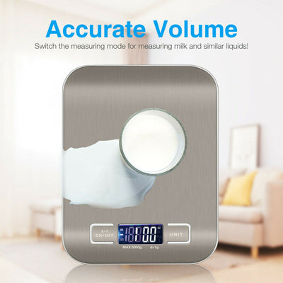 Digital Electronic Kitchen Food Diet Postal Scale Weight Balance 5KG 1g 11lb Kitchen Scales Stainless Steel Weighing For Food Diet Postal Balance Measuring LCD Precision Electronic - Zambeel