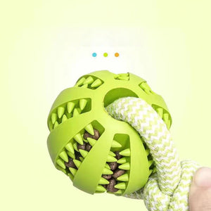 Dog Toys Treat Balls Interactive Hemp Rope Rubber Leaking Balls For Small Dogs Chewing Bite Resistant Toys Pet Tooth Cleaning Bite Resistant Toy Ball For Pet Dogs Puppy - Zambeel