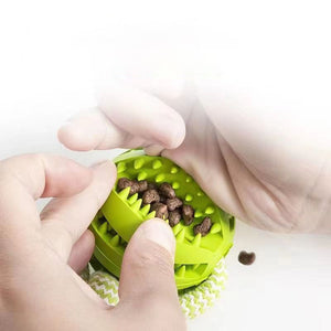 Dog Toys Treat Balls Interactive Hemp Rope Rubber Leaking Balls For Small Dogs Chewing Bite Resistant Toys Pet Tooth Cleaning Bite Resistant Toy Ball For Pet Dogs Puppy - Zambeel