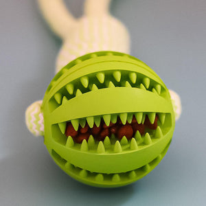 Dog Toys Treat Balls Interactive Hemp Rope Rubber Leaking Balls For Small Dogs Chewing Bite Resistant Toys Pet Tooth Cleaning Bite Resistant Toy Ball For Pet Dogs Puppy - Zambeel